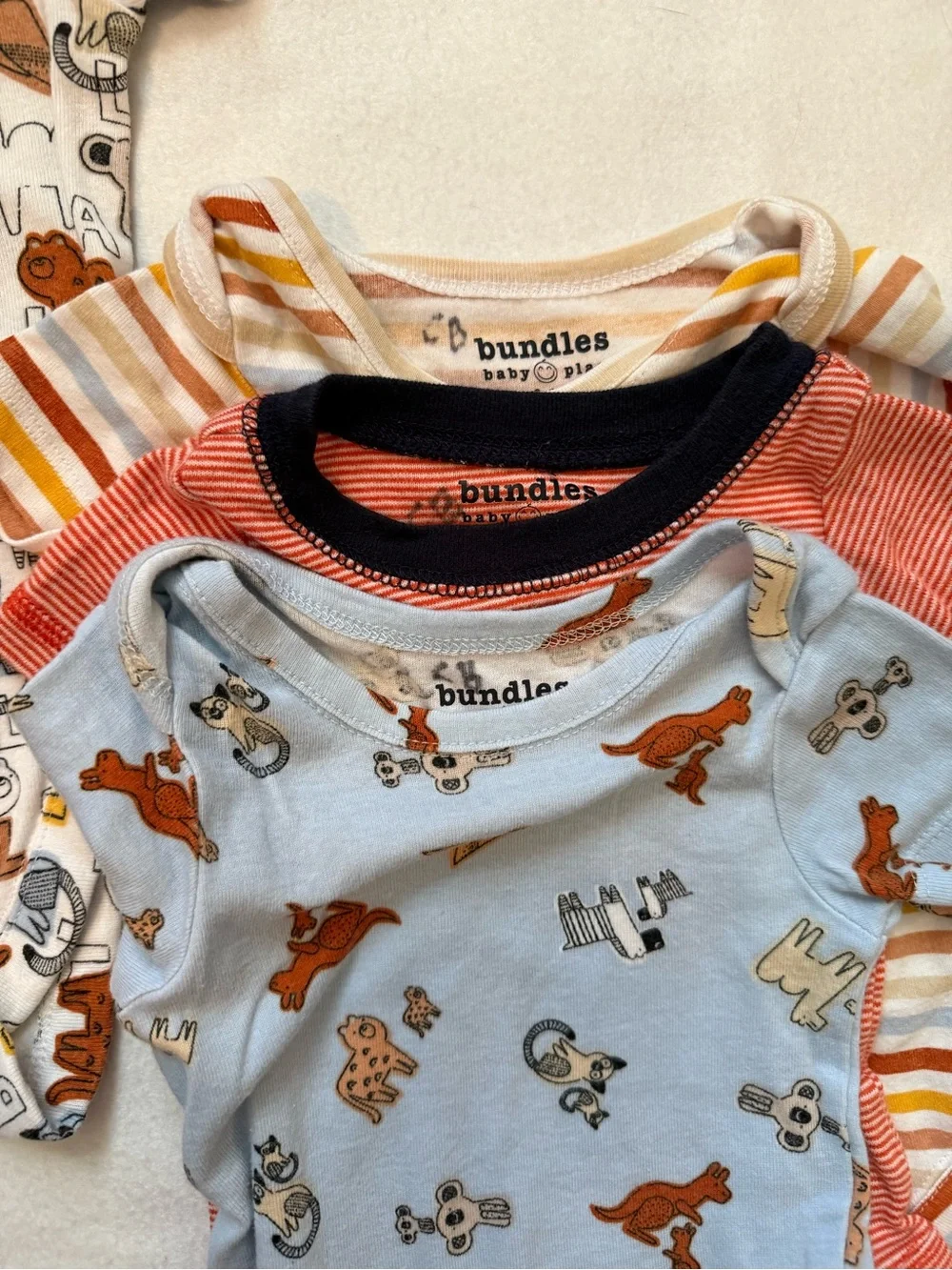 Baby Bodysuit Bundle - Navy, Yellow, orange & Animal Prints